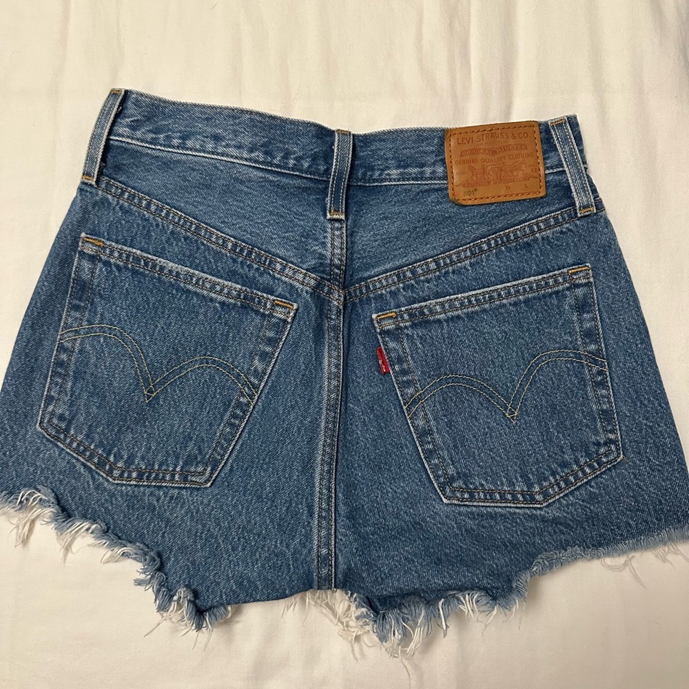 Levi's Blue Jean Shorts Distressed Frayed Hem